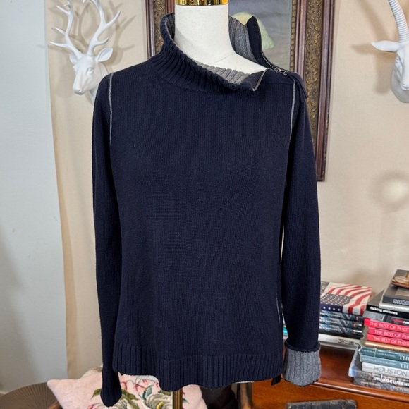 Vince Black and Gray Wool/Cashmere Cowl Neck Sweater - Picture 1 of 5